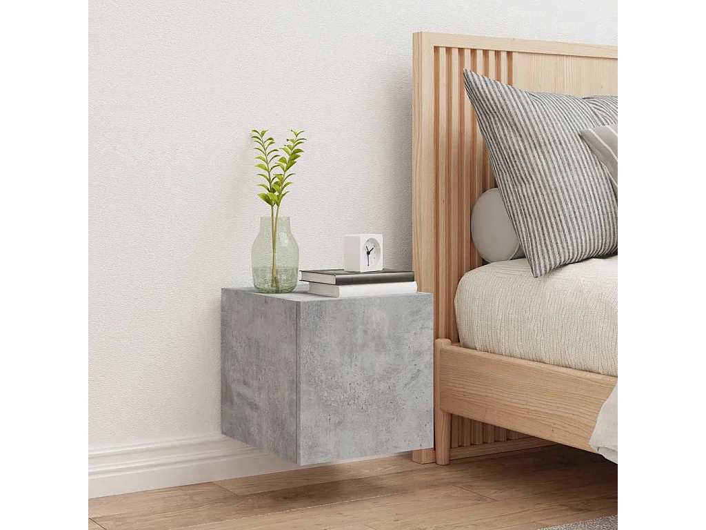 Berkfield TV Wall Cabinet with LED Lights Concrete Grey 30.5x35x30 cm