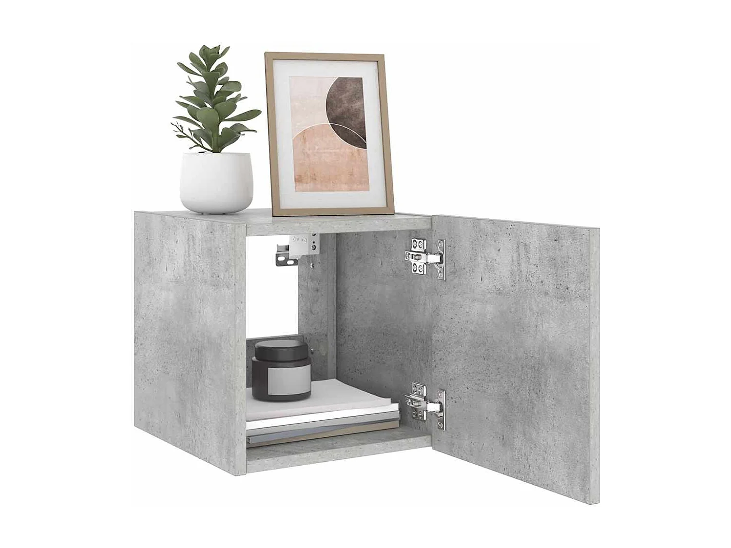 Berkfield TV Wall Cabinet with LED Lights Concrete Grey 30.5x35x30 cm