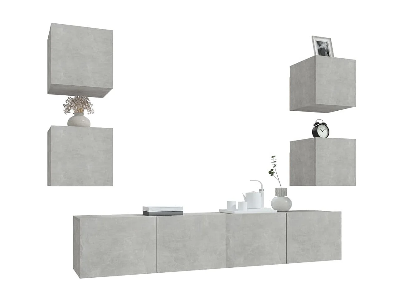 Berkfield 6 Piece TV Cabinet Set Concrete Grey Engineered Wood