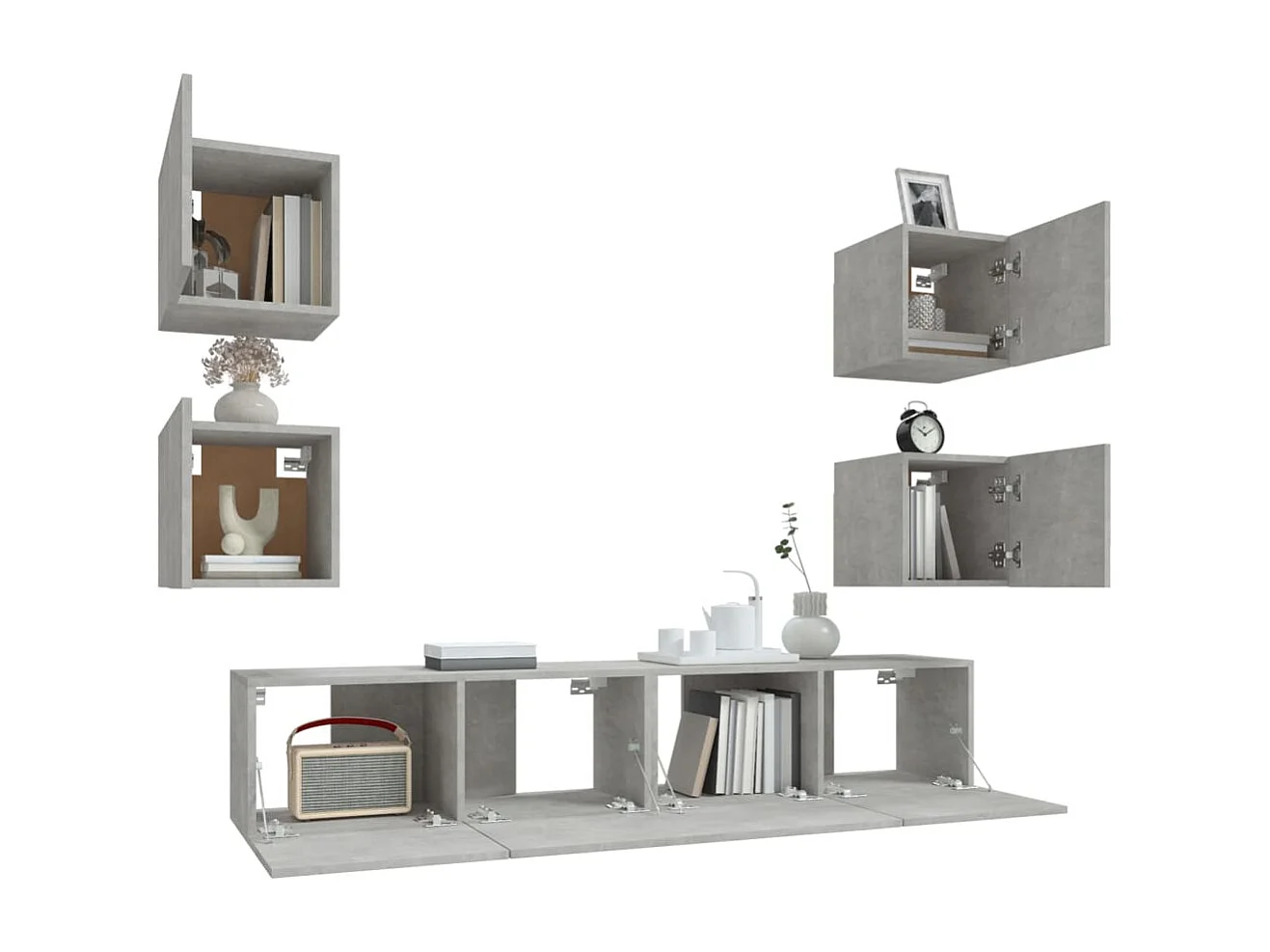Berkfield 6 Piece TV Cabinet Set Concrete Grey Engineered Wood