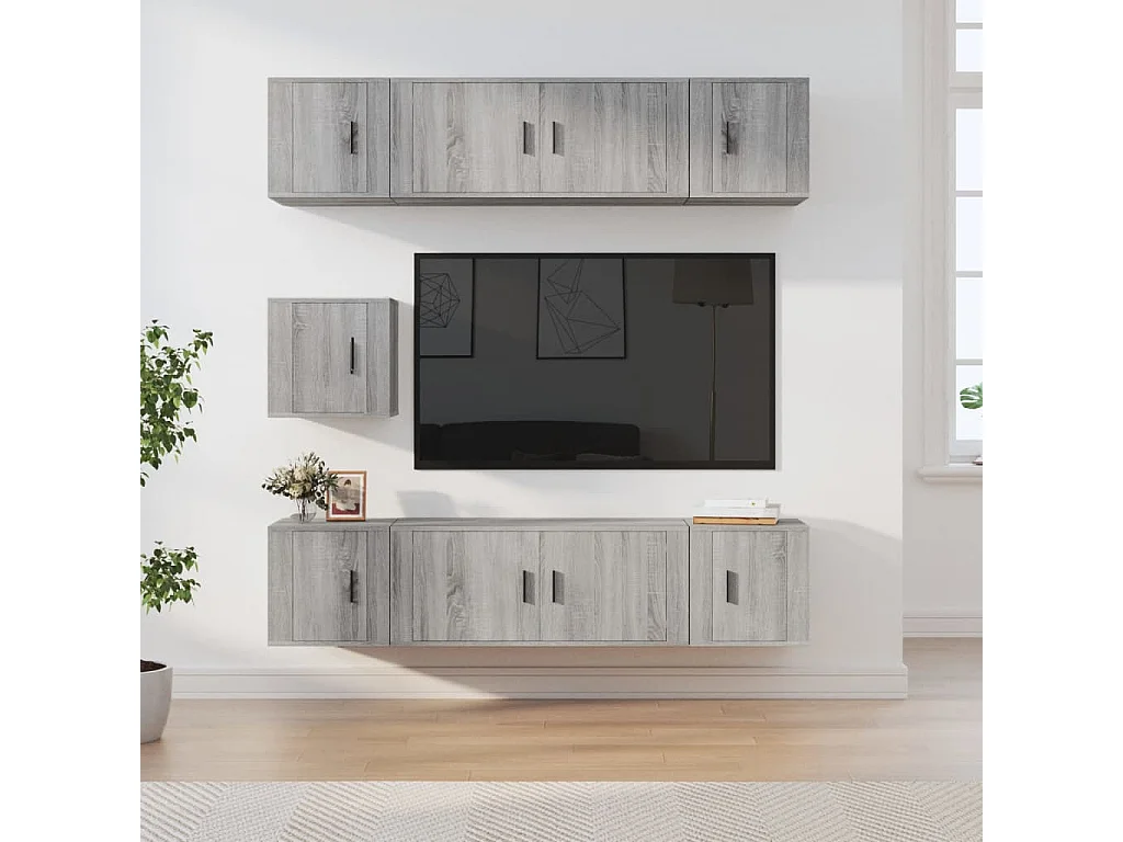 Berkfield 7 Piece TV Cabinet Set Grey Sonoma Engineered Wood