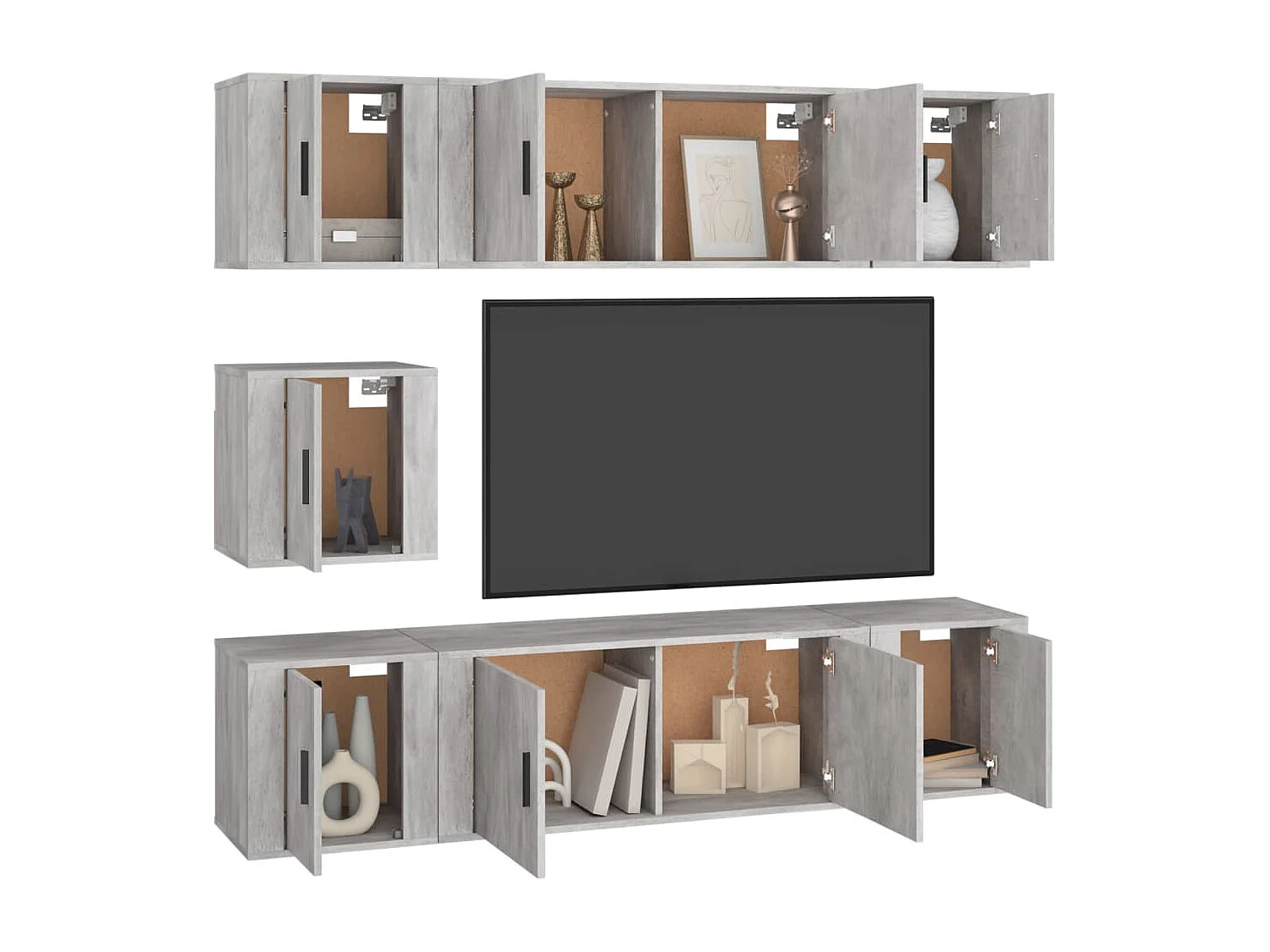 Berkfield 7 Piece TV Cabinet Set Grey Sonoma Engineered Wood