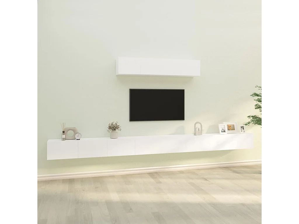 Berkfield 4 Piece TV Cabinet Set White Engineered Wood