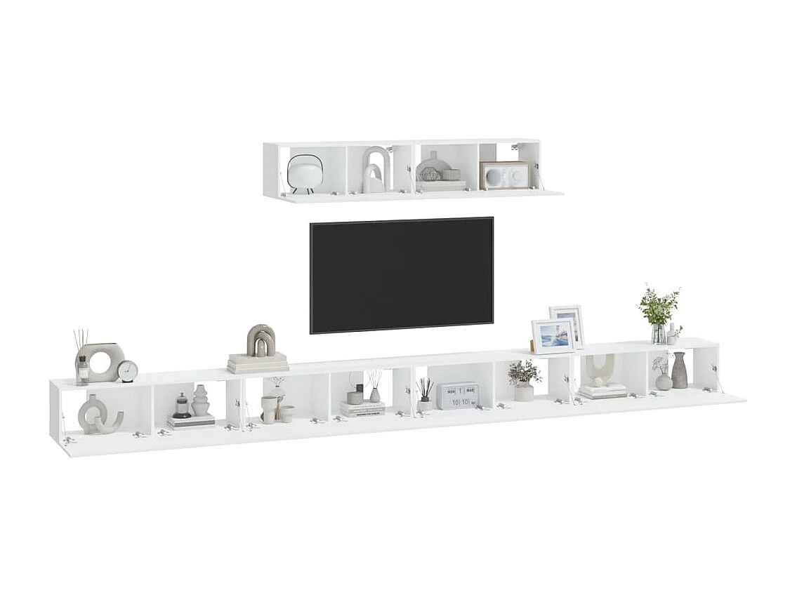 Berkfield 4 Piece TV Cabinet Set White Engineered Wood