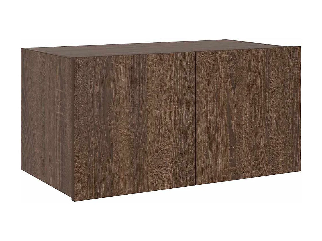 Berkfield TV Wall Cabinet with LED Lights Brown Oak 60x35x31 cm