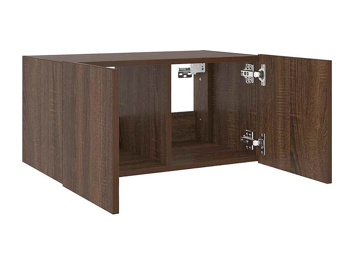Berkfield TV Wall Cabinet with LED Lights Brown Oak 60x35x31 cm