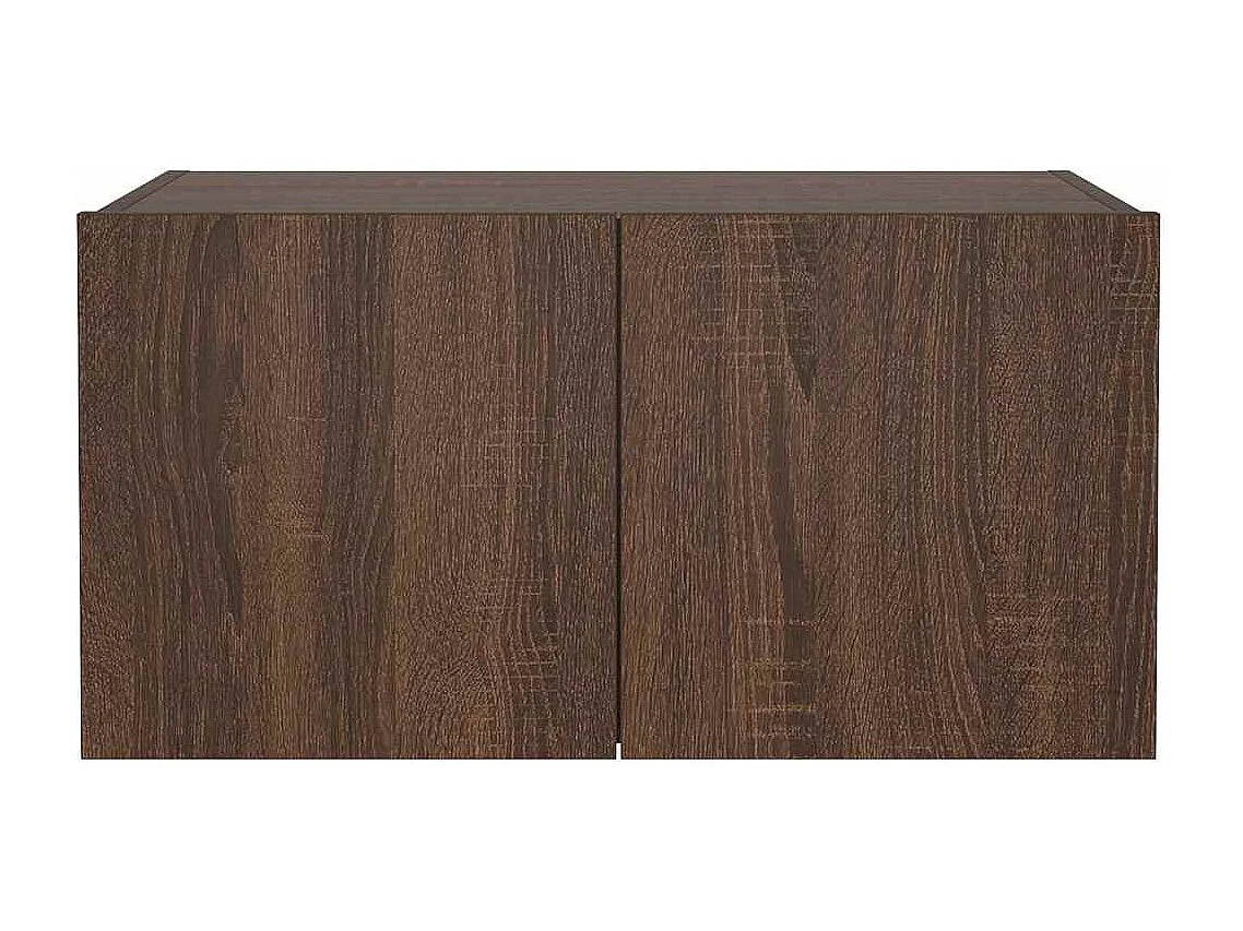 Berkfield TV Wall Cabinet with LED Lights Brown Oak 60x35x31 cm
