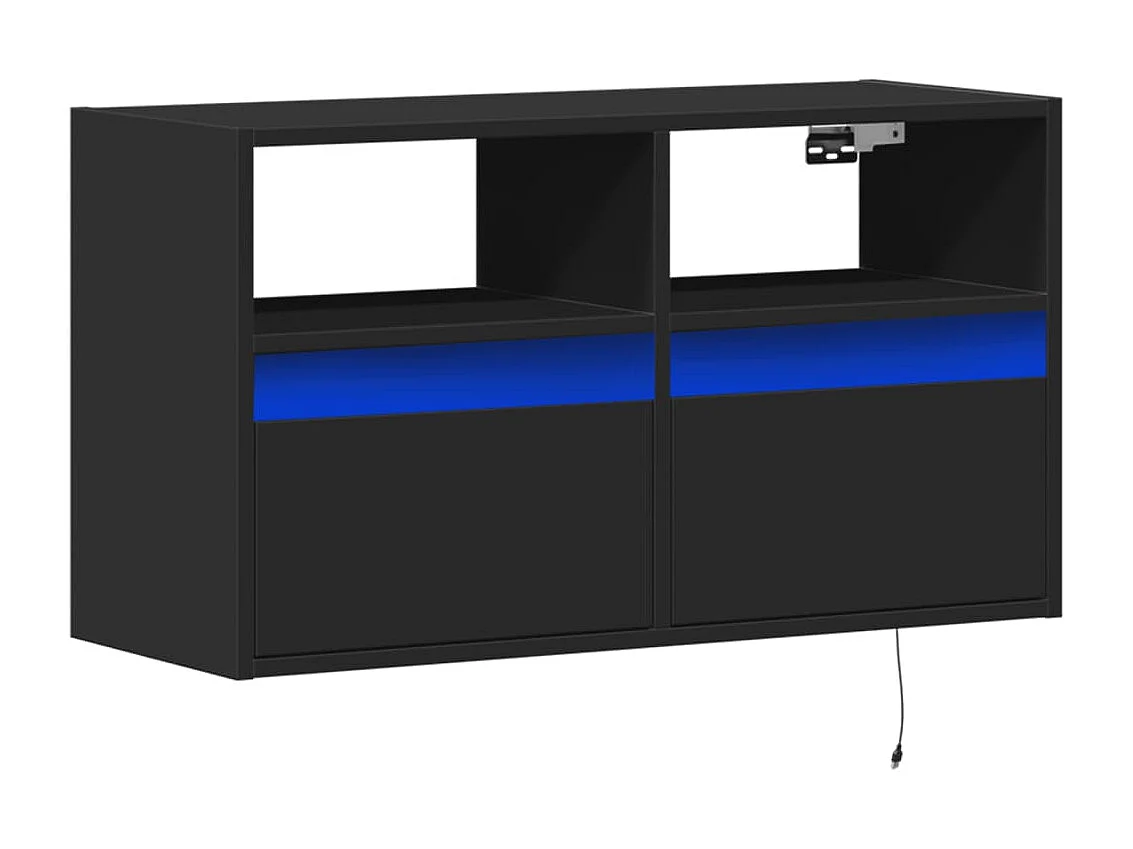 Berkfield TV Wall Cabinet with LED Lights Black 80x31x45 cm