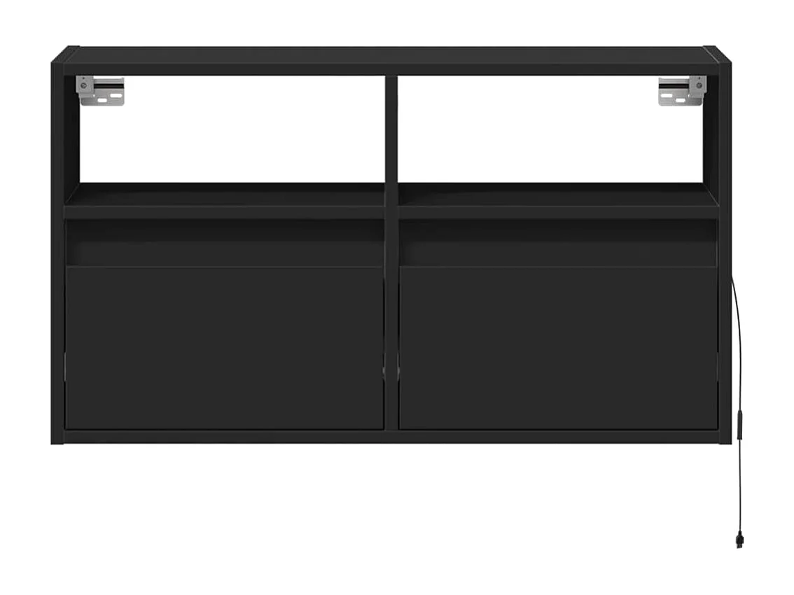 Berkfield TV Wall Cabinet with LED Lights Black 80x31x45 cm