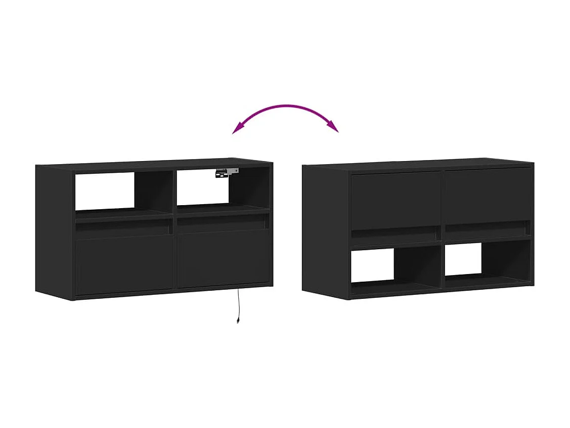 Berkfield TV Wall Cabinet with LED Lights Black 80x31x45 cm