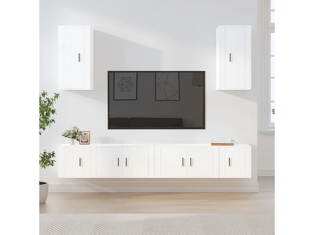 Berkfield 6 Piece TV Cabinet Set White Engineered Wood