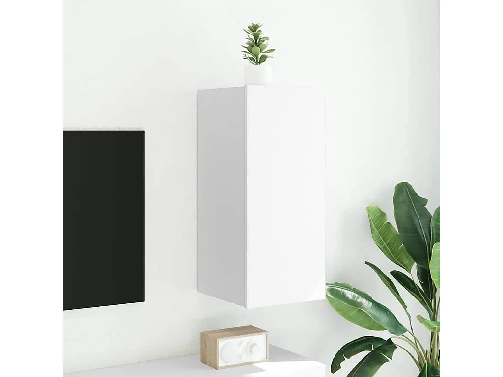 Berkfield TV Wall Cabinet with LED Lights White 30.5x35x70 cm