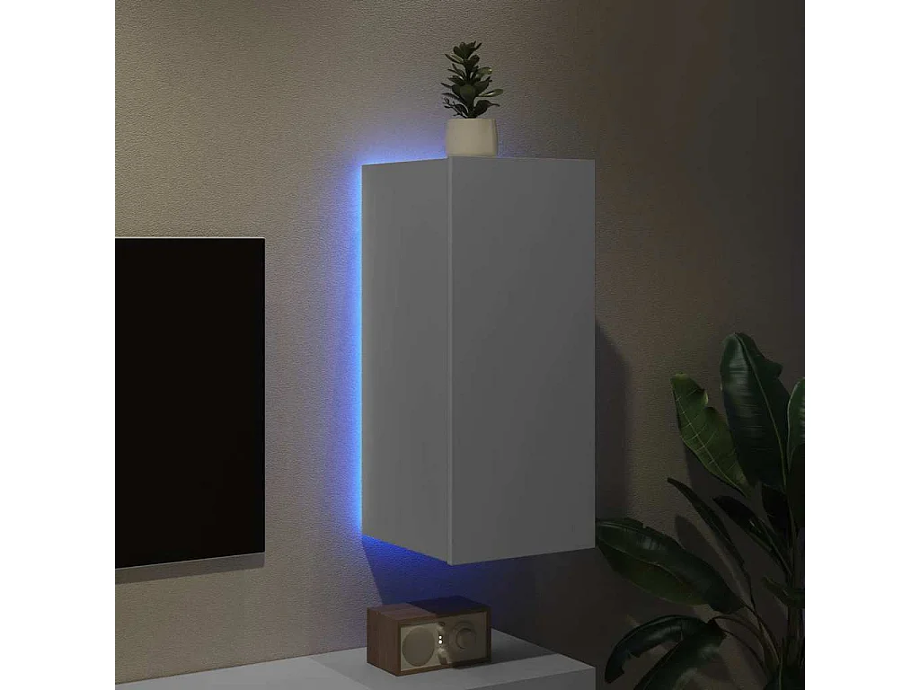 Berkfield TV Wall Cabinet with LED Lights White 30.5x35x70 cm