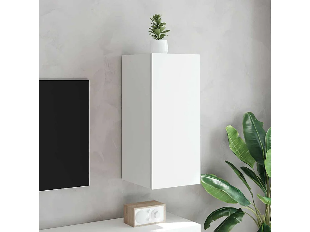 Berkfield TV Wall Cabinet with LED Lights White 30.5x35x70 cm
