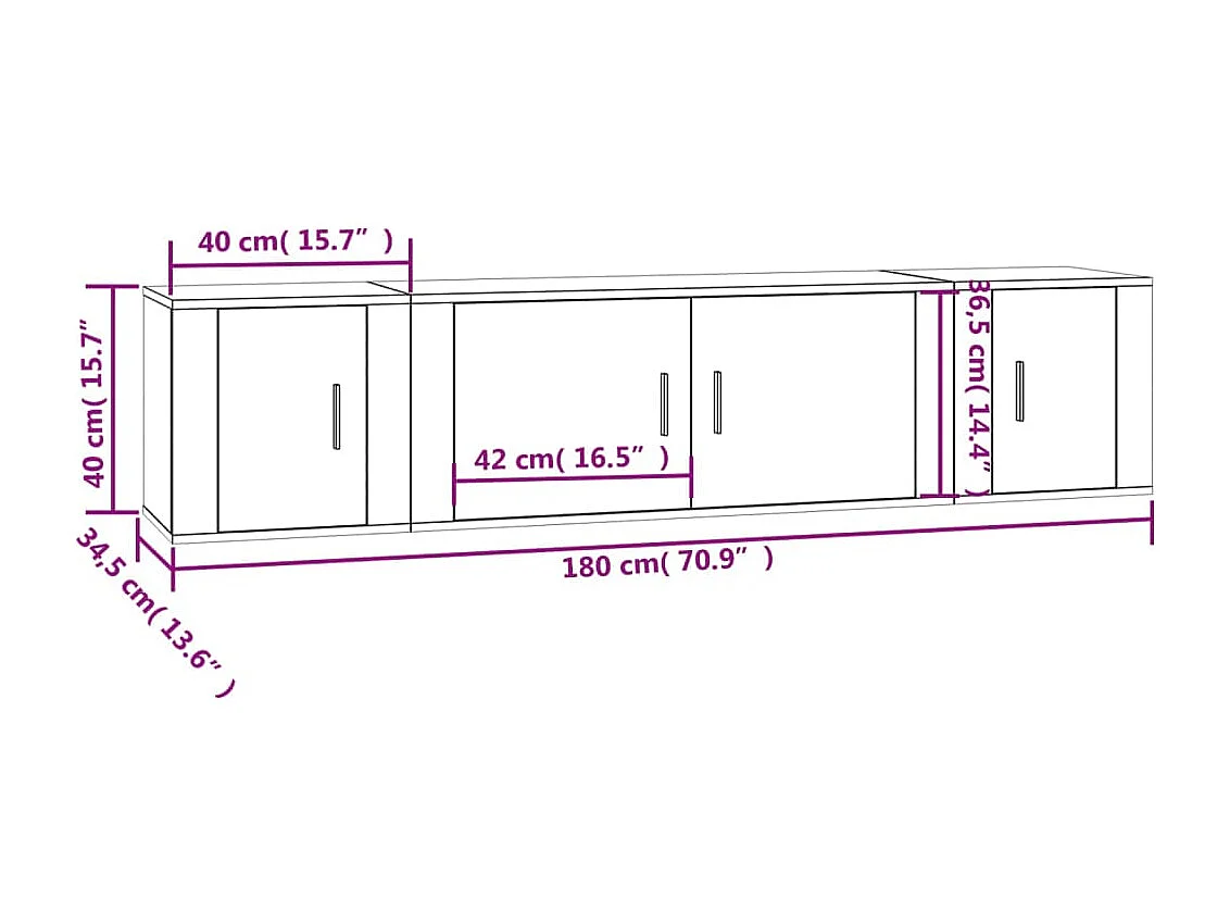 Berkfield 3 Piece TV Cabinet Set Concrete Grey Engineered Wood