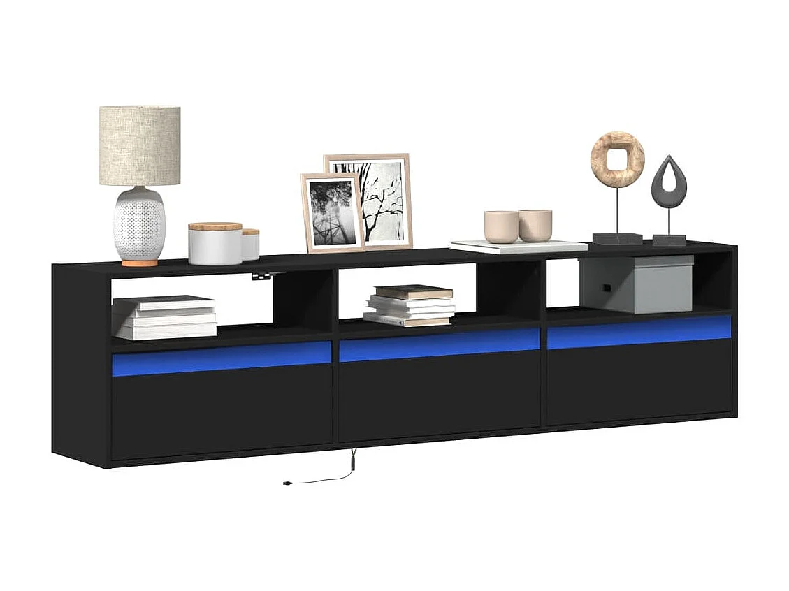 Berkfield TV Wall Cabinet with LED Black 180x31x45 cm