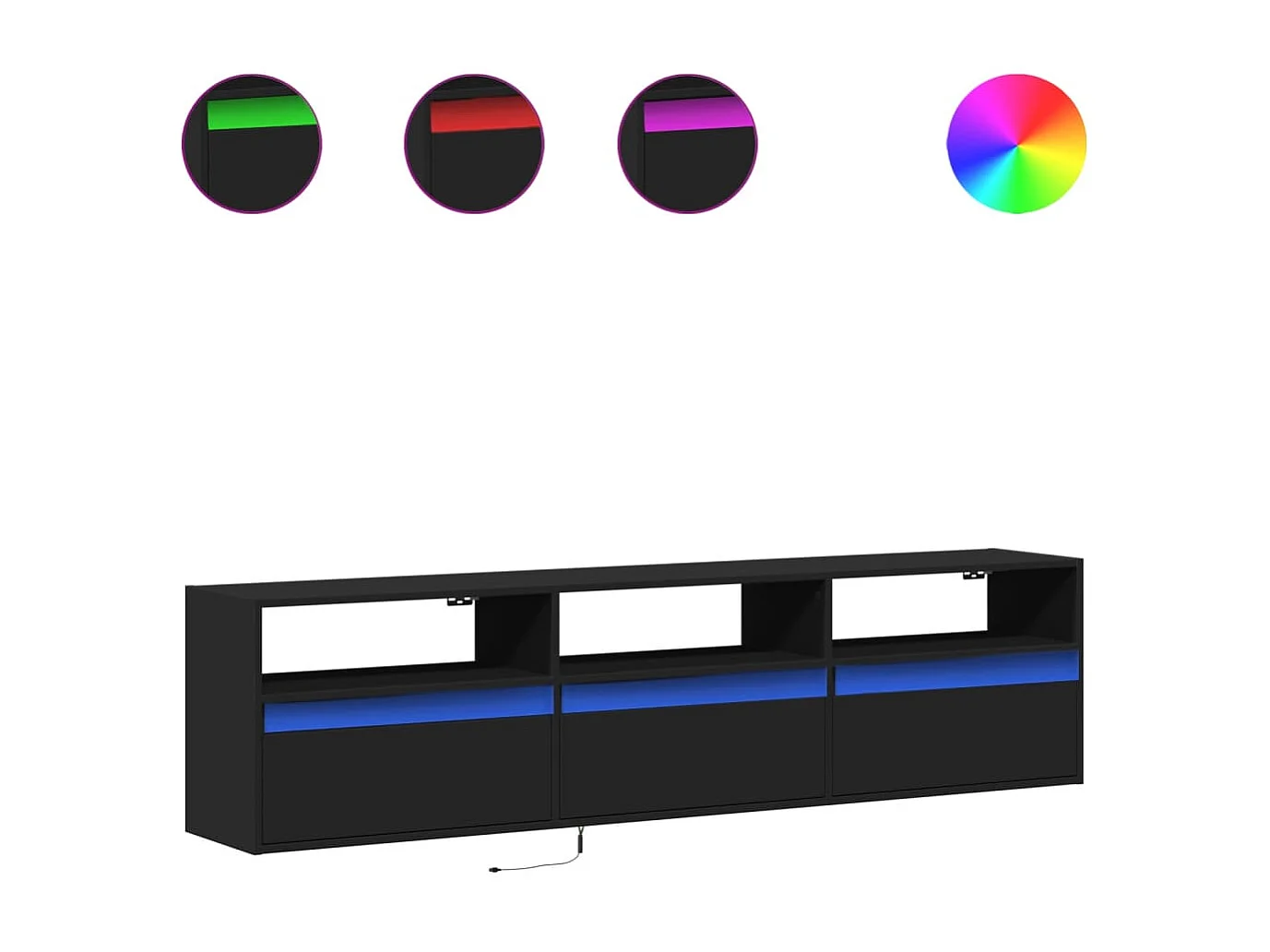 Berkfield TV Wall Cabinet with LED Black 180x31x45 cm