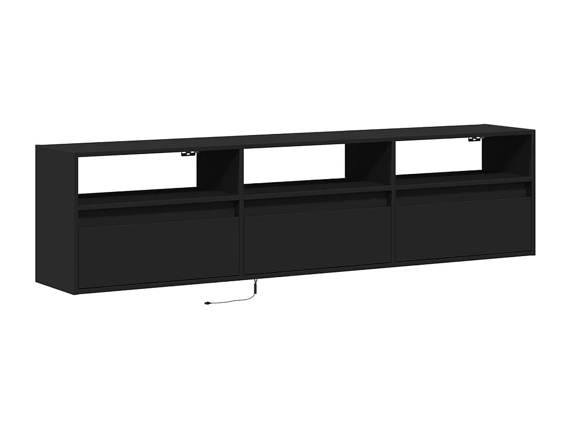 Berkfield TV Wall Cabinet with LED Black 180x31x45 cm