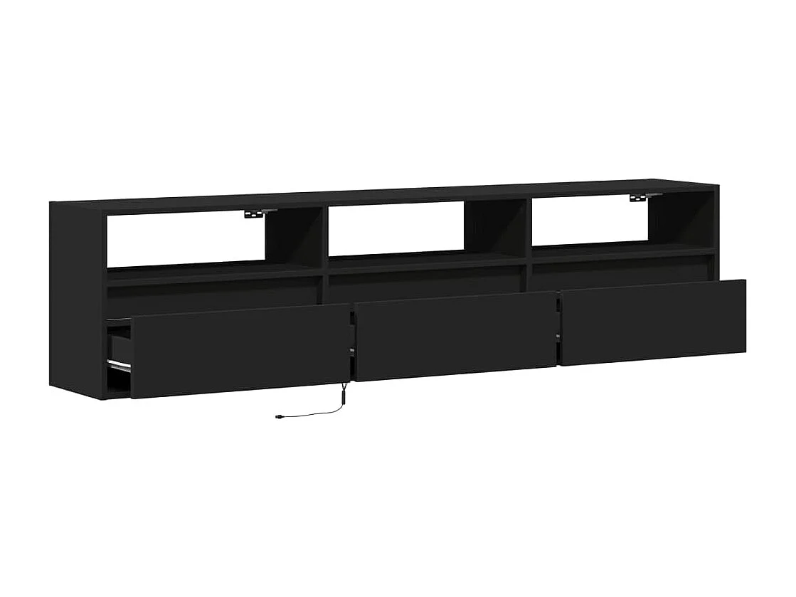 Berkfield TV Wall Cabinet with LED Black 180x31x45 cm