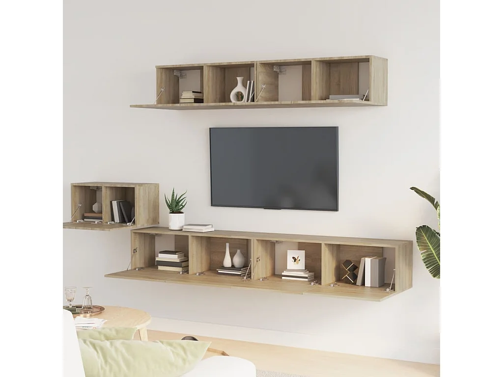 Berkfield 5 Piece TV Cabinet Set Sonoma Oak Engineered Wood