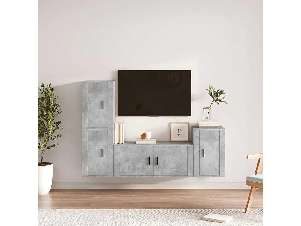 Berkfield 4 Piece TV Cabinet Set Concrete Grey Engineered Wood