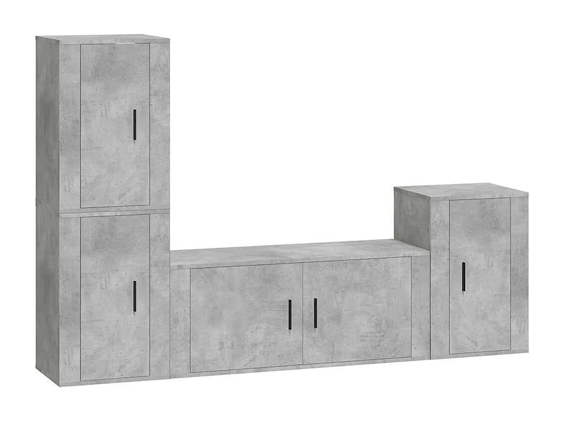 Berkfield 4 Piece TV Cabinet Set Concrete Grey Engineered Wood