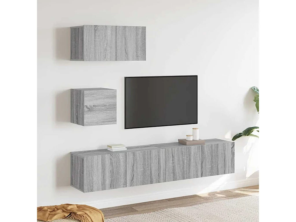 Berkfield 4 Piece TV Cabinet Set Grey Sonoma Engineered Wood