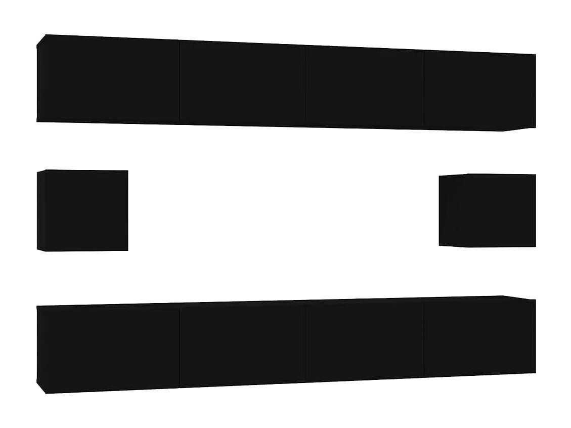 Berkfield 6 Piece TV Cabinet Set Black Engineered Wood