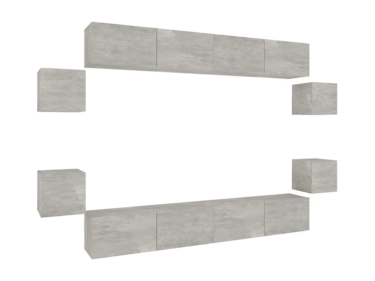 Berkfield 8 Piece TV Cabinet Set Concrete Grey Engineered Wood