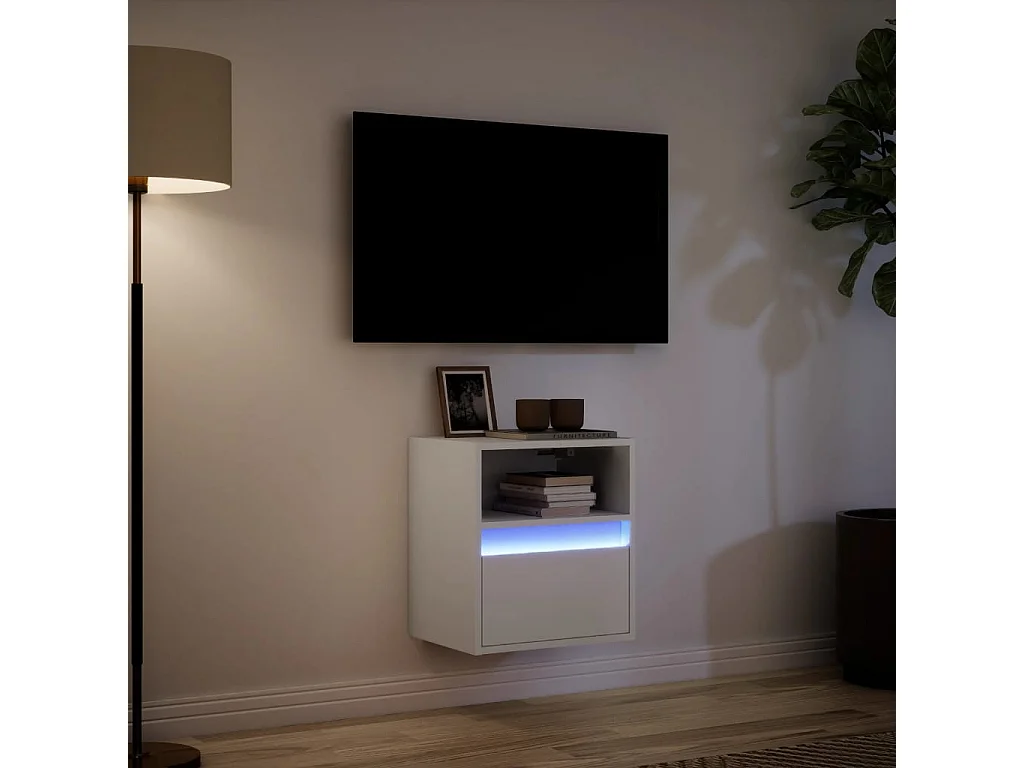 Berkfield TV Wall Cabinet with LED Lights White 41x31x45 cm