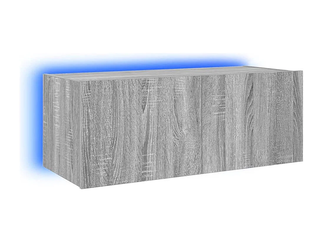 Berkfield TV Wall Cabinet with LED Lights Grey Sonoma 80x35x31 cm