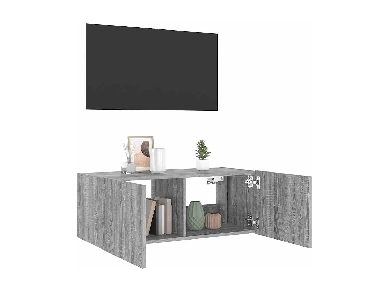 Berkfield TV Wall Cabinet with LED Lights Grey Sonoma 80x35x31 cm