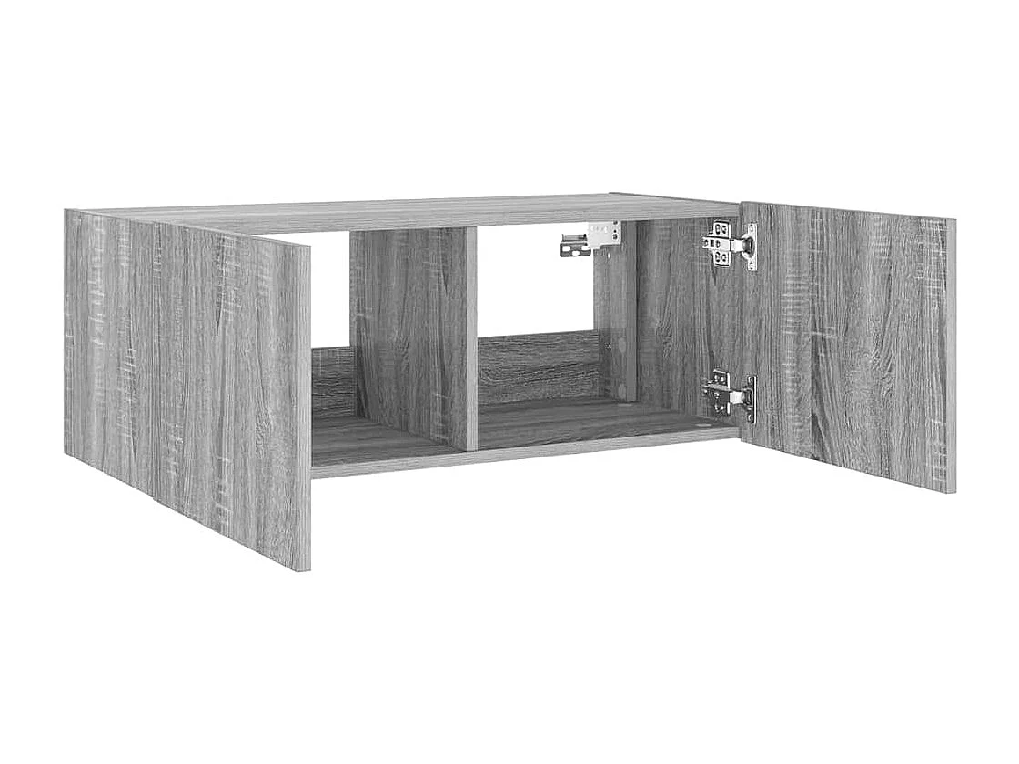 Berkfield TV Wall Cabinet with LED Lights Grey Sonoma 80x35x31 cm