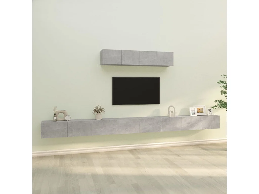 Berkfield 4 Piece TV Cabinet Set Concrete Grey Engineered Wood