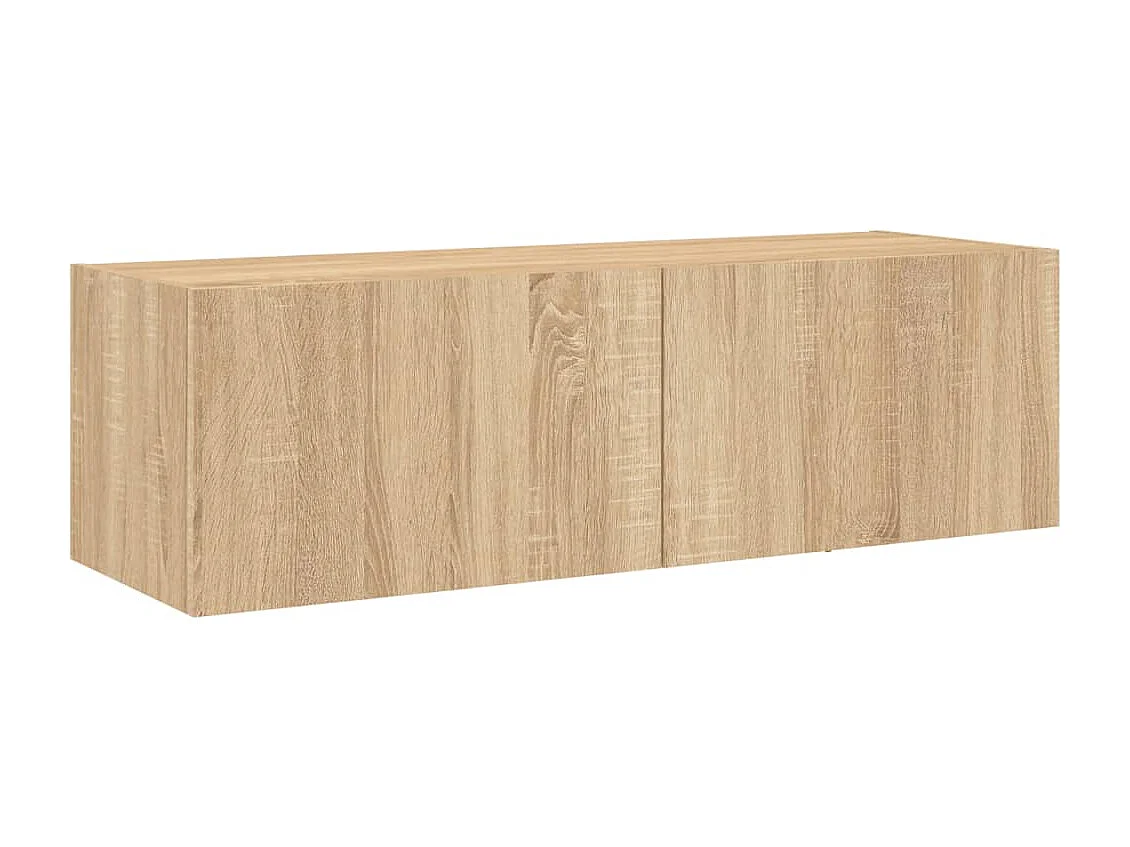 Berkfield 4 Piece TV Wall Cabinets with LED Lights Sonoma Oak