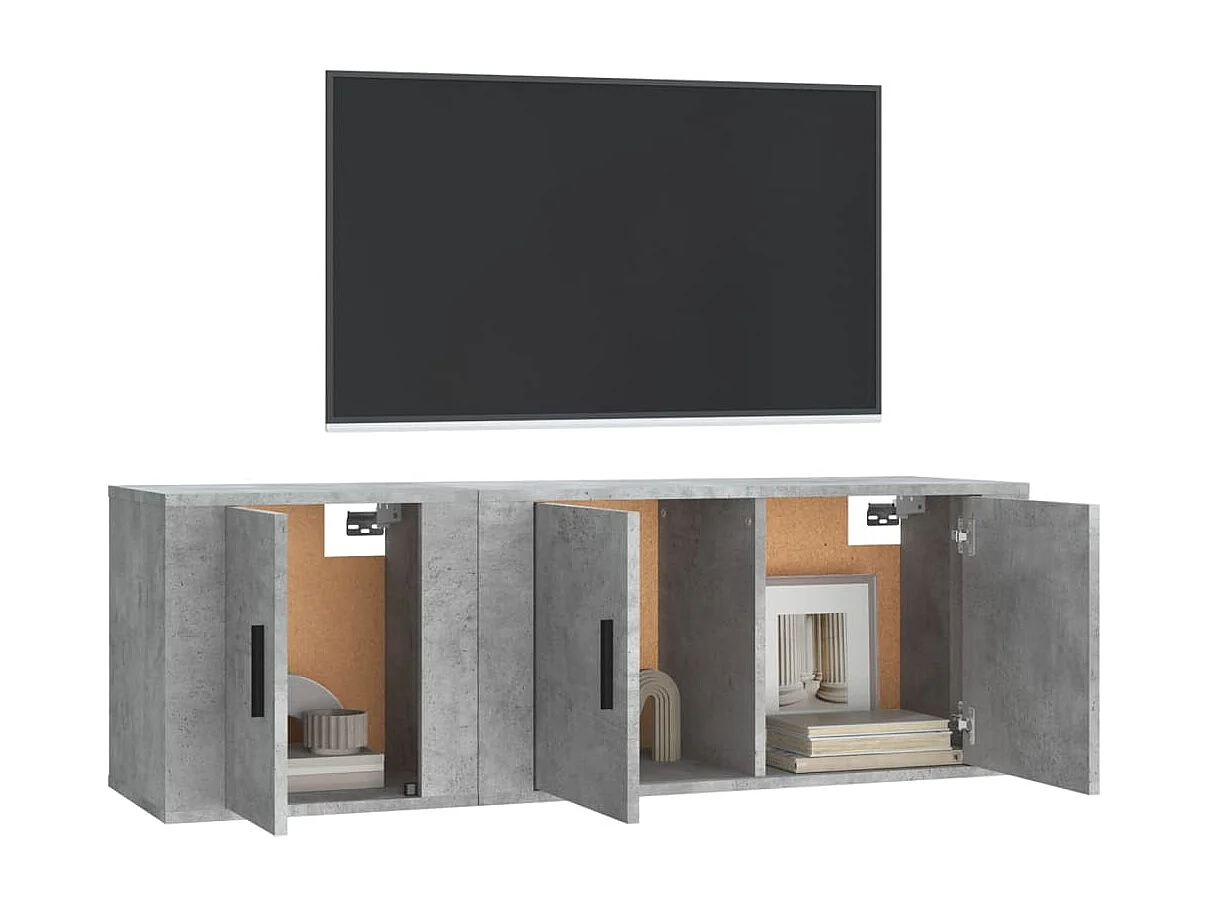 Berkfield 2 Piece TV Cabinet Set Concrete Grey Engineered Wood