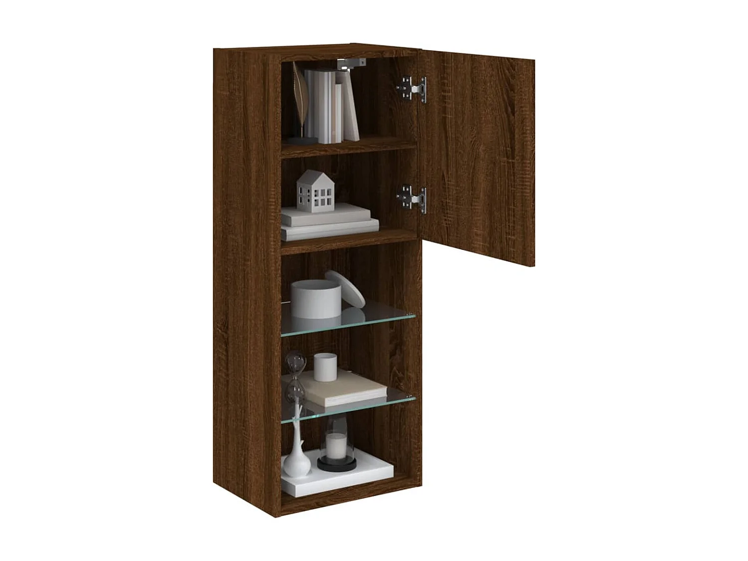 Berkfield TV Cabinet with LED Lights Brown Oak 40.5x30x102 cm