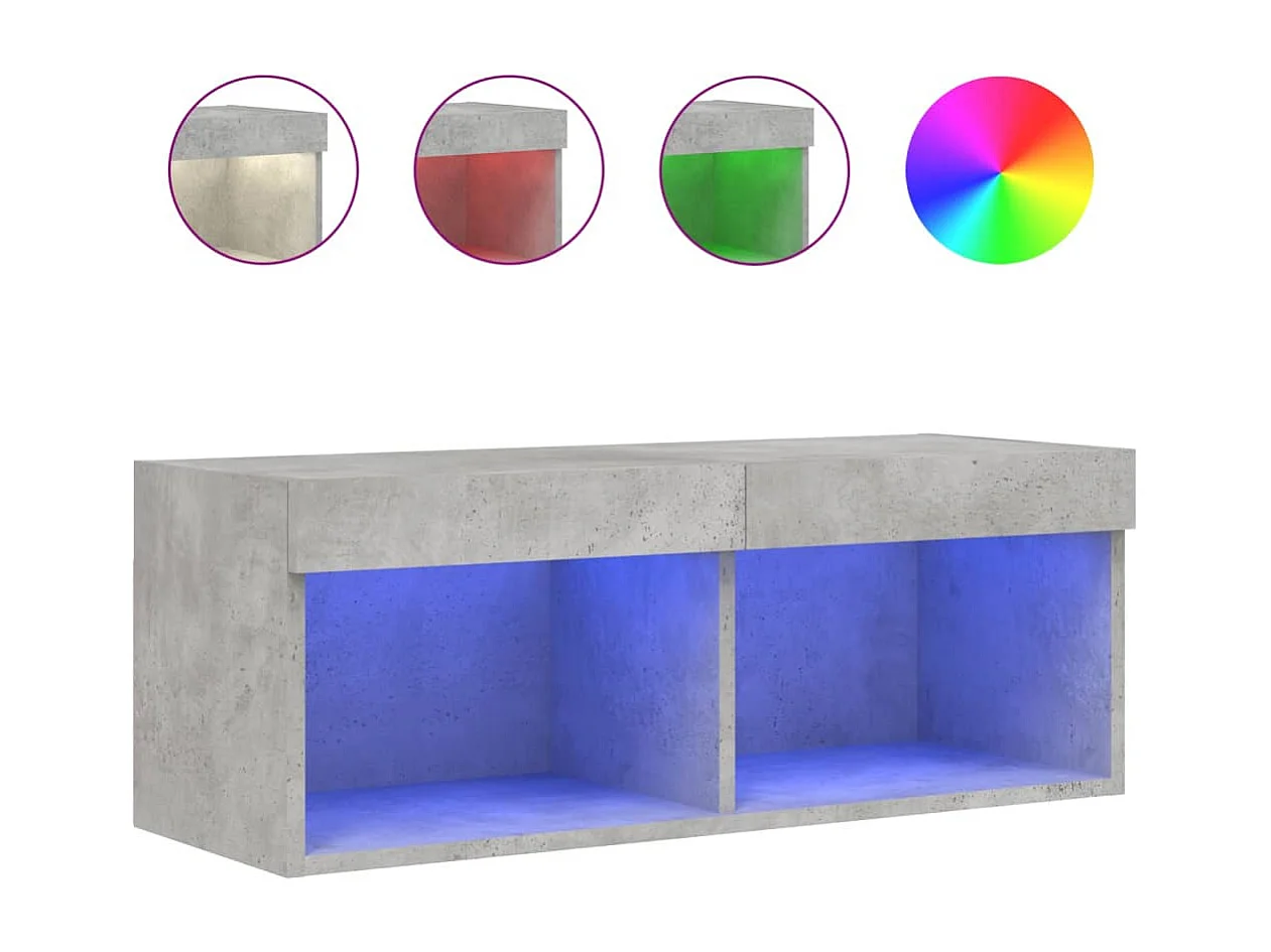 Berkfield TV Cabinet with LED Lights Concrete Grey 80x30x30 cm