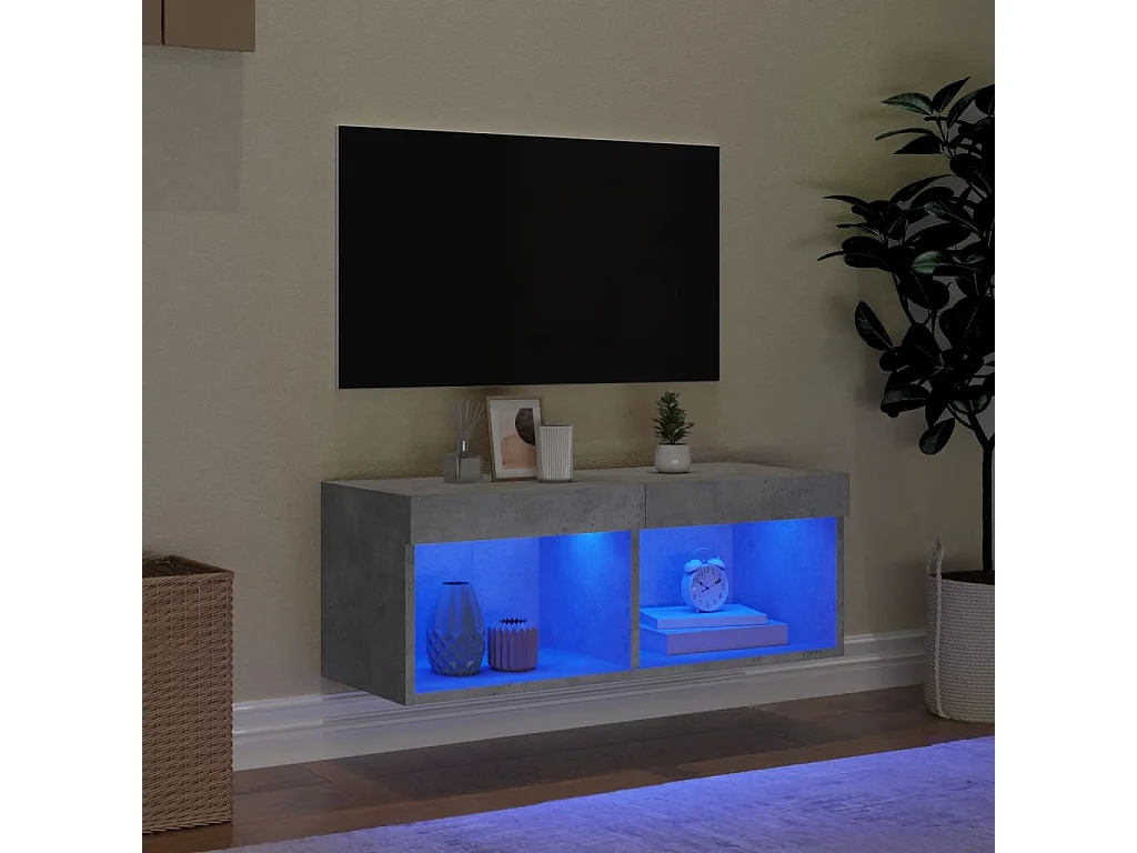 Berkfield TV Cabinet with LED Lights Concrete Grey 80x30x30 cm