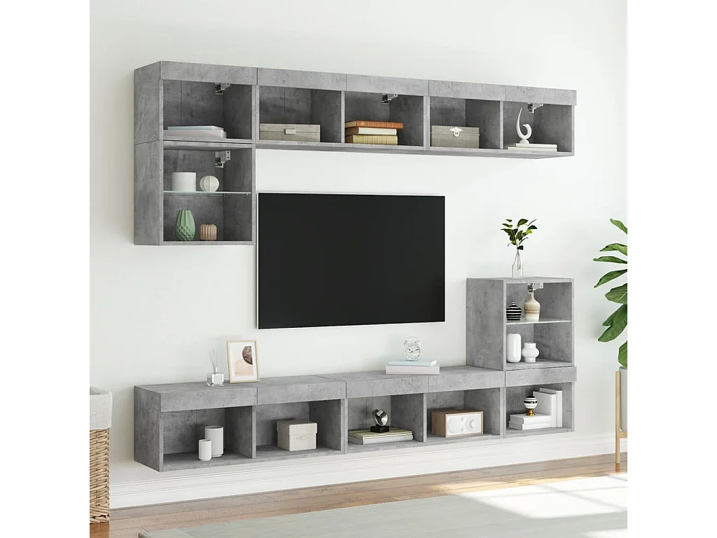 Berkfield TV Cabinet with LED Lights Concrete Grey 80x30x30 cm