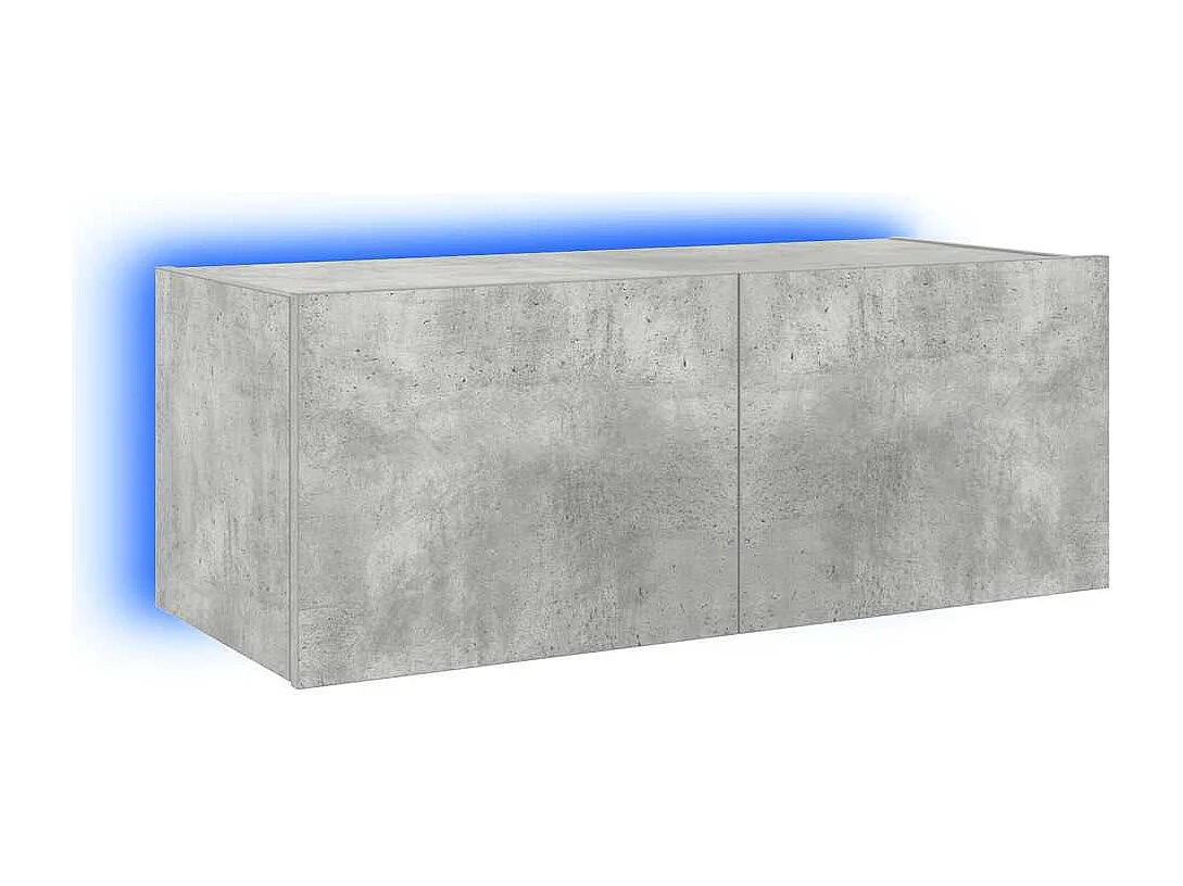 Berkfield TV Wall Cabinet with LED Lights Concrete Grey 80x35x31 cm