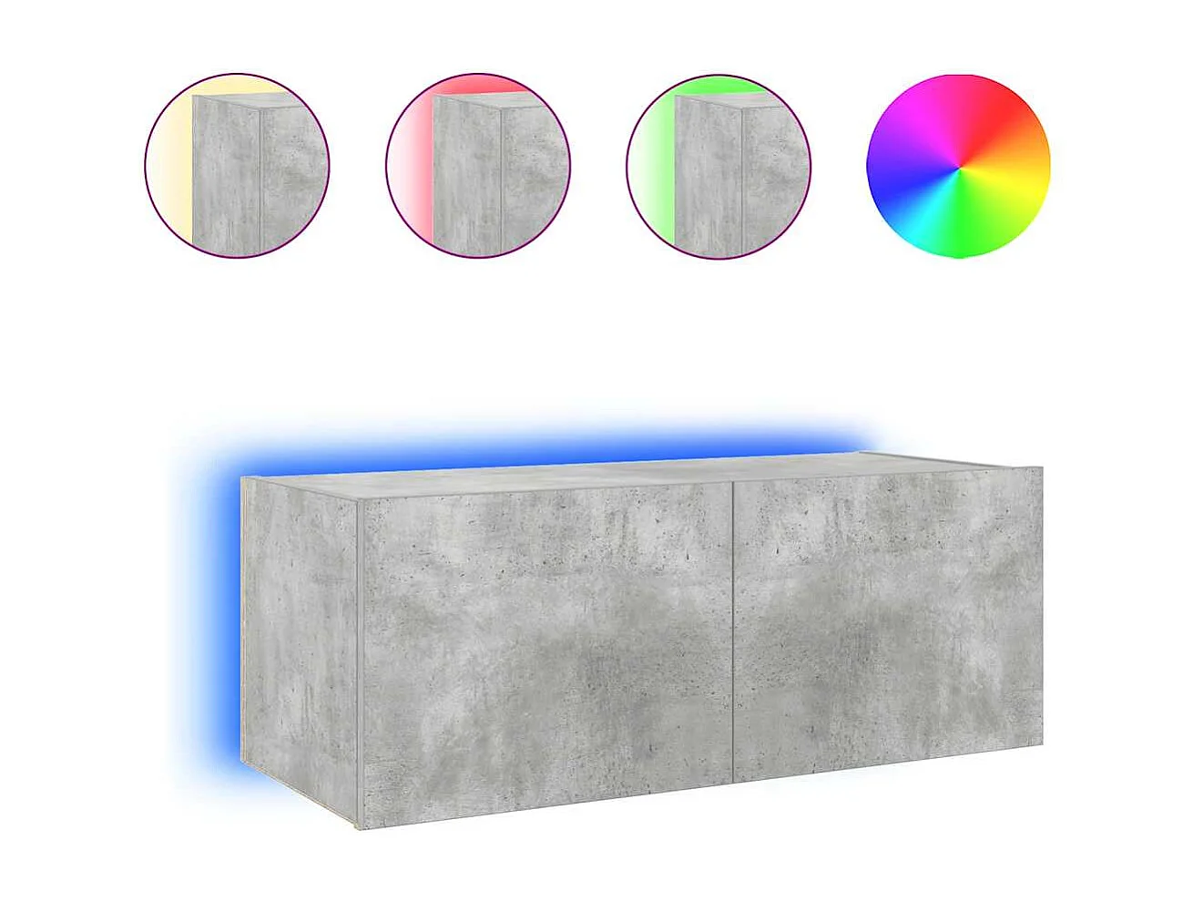 Berkfield TV Wall Cabinet with LED Lights Concrete Grey 80x35x31 cm