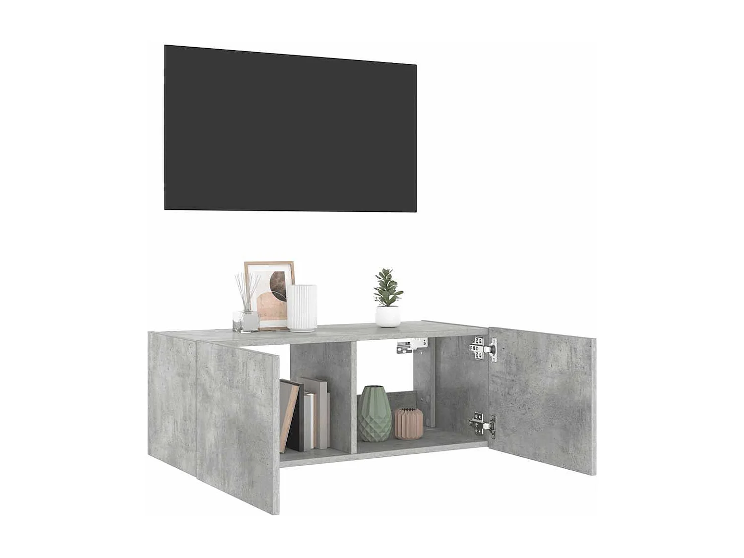 Berkfield TV Wall Cabinet with LED Lights Concrete Grey 80x35x31 cm