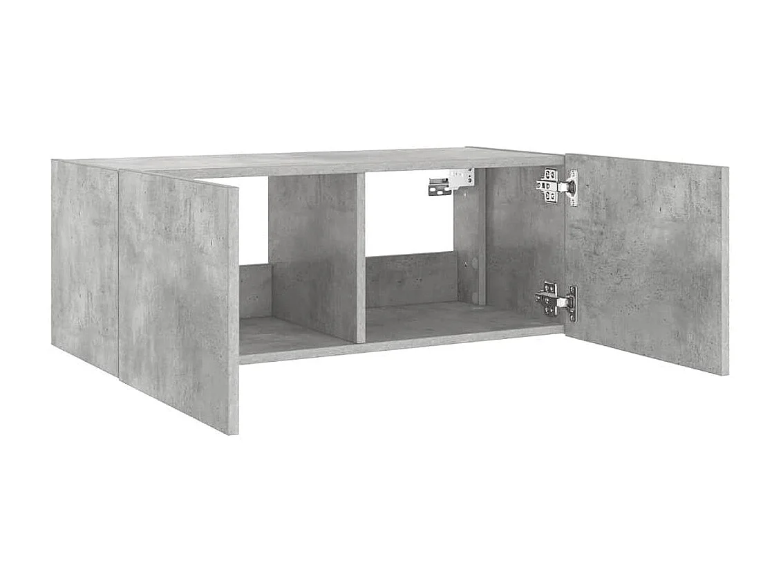 Berkfield TV Wall Cabinet with LED Lights Concrete Grey 80x35x31 cm