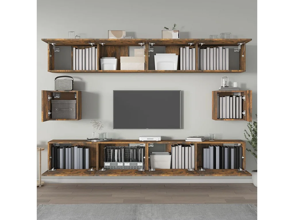 Berkfield 6 Piece TV Cabinet Set Smoked Oak Engineered Wood