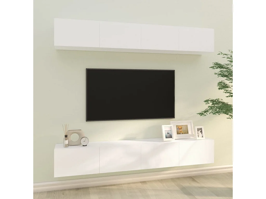 Berkfield Wall TV Cabinets 4 pcs White 100x30x30 cm
