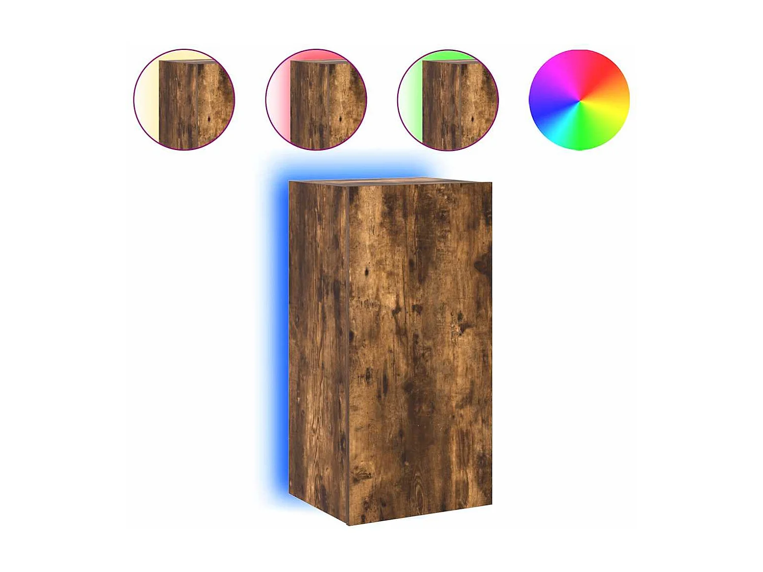 Berkfield TV Wall Cabinet with LED Lights Smoked Oak 40.5x35x80 cm
