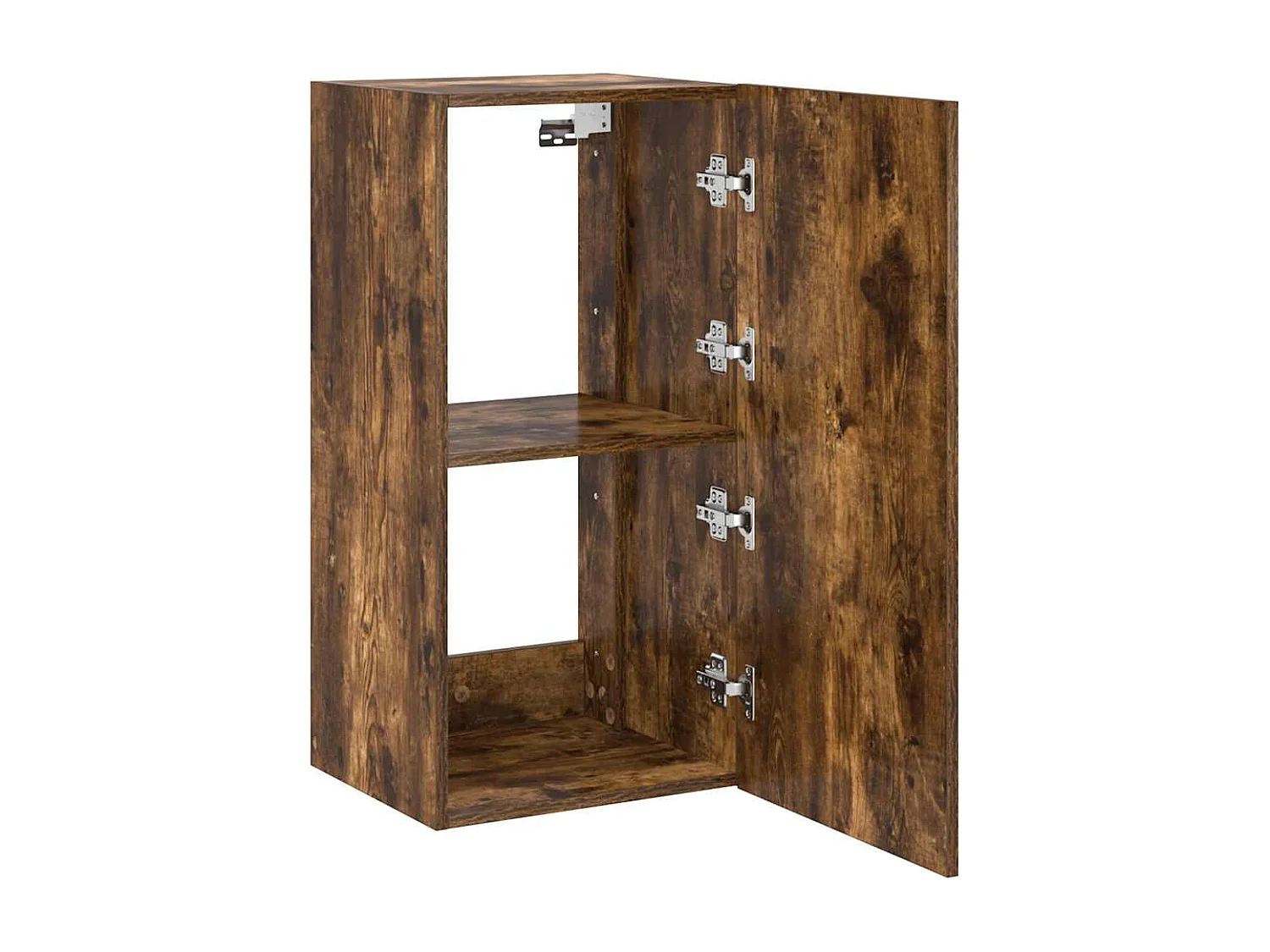 Berkfield TV Wall Cabinet with LED Lights Smoked Oak 40.5x35x80 cm