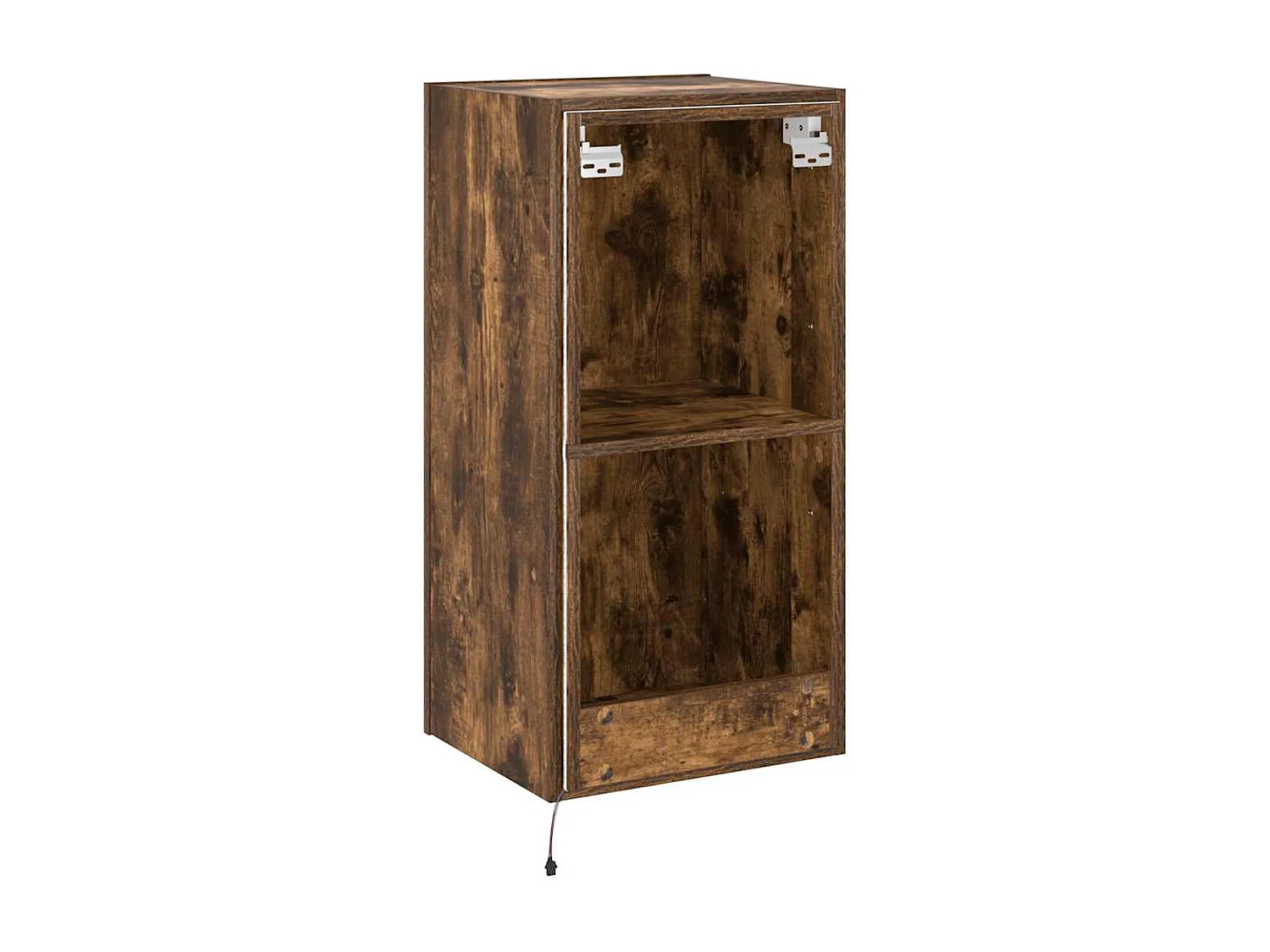 Berkfield TV Wall Cabinet with LED Lights Smoked Oak 40.5x35x80 cm