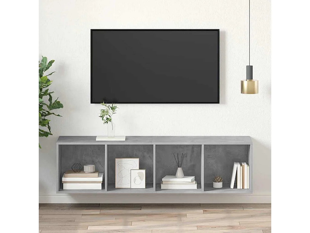 Berkfield Wall-mounted TV Cabinet Concrete Grey 37x37x142.5 cm Engineered Wood